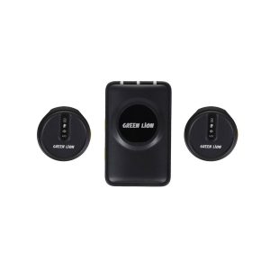 میکروفون بی‌سیم Green Lion مدل GLM Wireless Mic Lite - نمای کلی محصول میکروفون بی‌سیم Green Lion - محفظه شارژ با نمایشگر دیجیتال میکروفون GLM Wireless Mic Lite - مناسب برای تولید محتوا پک کامل میکروفون Green Lion شامل دو میکروفون و گیرنده طراحی سبک و قابل حمل میکروفون بی‌سیم Green Lion قابلیت اتصال Type-C میکروفون بی‌سیم Green Lion