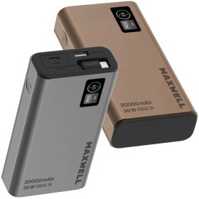 تصویر نزدیک از پورت‌های USB و Type-C پاوربانک ۲۰ هزار Maxwell Energix