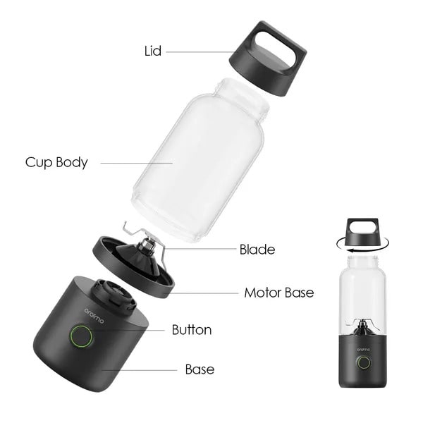 نمای جانبی شیکر شارژی oraimo مدل SmartBlender Go OH-PB1N