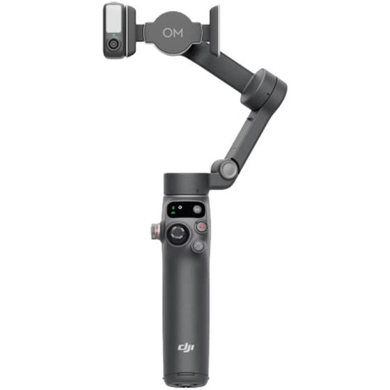 نمای نزدیک از دسته و کنترل‌های گیمبال DJI Osmo Mobile 7P