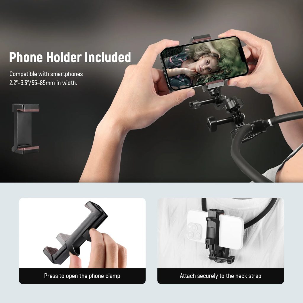 استفاده از هولدر گردنی دوربینی و گوپرو Neewer GP15 در فیلم‌برداری و سفر